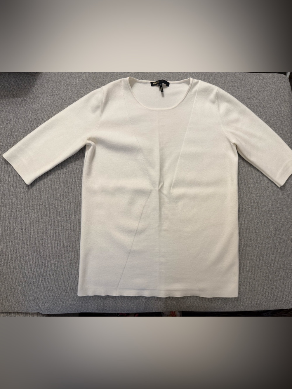 Maje Cream Crewneck Short-Sleeve Knit Sweater